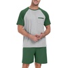 image:imageMens Pajamas Set Short Sleeve Raglan Shirts and Shorts Lounge Sleepwear06dark Green