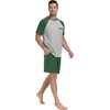 image:imageMens Pajamas Set Short Sleeve Raglan Shirts and Shorts Lounge Sleepwear06dark Green