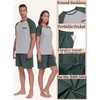 image:imageMens Pajamas Set Short Sleeve Raglan Shirts and Shorts Lounge Sleepwear06dark Green