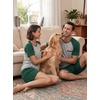 image:imageMens Pajamas Set Short Sleeve Raglan Shirts and Shorts Lounge Sleepwear06dark Green