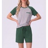 image:imageMens Pajamas Set Short Sleeve Raglan Shirts and Shorts Lounge Sleepwear06dark Green