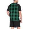 image:imageMens Pajamas Set Short Sleeve Raglan Shirts and Shorts Lounge Sleepwear09black Green Gird