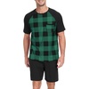 image:imageMens Pajamas Set Short Sleeve Raglan Shirts and Shorts Lounge Sleepwear09black Green Gird
