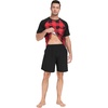 image:imageMens Pajamas Set Short Sleeve Raglan Shirts and Shorts Lounge Sleepwear10black Red Gird