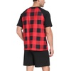 image:imageMens Pajamas Set Short Sleeve Raglan Shirts and Shorts Lounge Sleepwear10black Red Gird