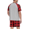 image:imageMens Pajamas Set Short Sleeve Raglan Shirts and Shorts Lounge Sleepwear15red Plaid Gray