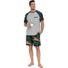 image:imageMens Pajamas Set Short Sleeve Raglan Shirts and Shorts Lounge Sleepwear41black Panther