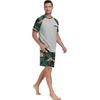 image:imageMens Pajamas Set Short Sleeve Raglan Shirts and Shorts Lounge Sleepwear41black Panther