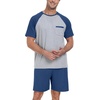 image:imageMens Pajamas Set Short Sleeve Raglan Shirts and Shorts Lounge Sleepwear47dark Blue