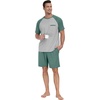 image:imageMens Pajamas Set Short Sleeve Raglan Shirts and Shorts Lounge Sleepwear49haze Blue