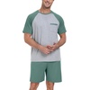 image:imageMens Pajamas Set Short Sleeve Raglan Shirts and Shorts Lounge Sleepwear49haze Blue