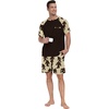 image:imageMens Pajamas Set Short Sleeve Raglan Shirts and Shorts Lounge Sleepwear50khaki Ape Man