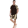 image:imageMens Pajamas Set Short Sleeve Raglan Shirts and Shorts Lounge Sleepwear50khaki Ape Man