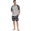 image:imageMens Pajamas Set Short Sleeve Raglan Shirts and Shorts Lounge Sleepwear51navy Blue White Dog