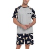 image:imageMens Pajamas Set Short Sleeve Raglan Shirts and Shorts Lounge Sleepwear51navy Blue White Dog