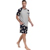 image:imageMens Pajamas Set Short Sleeve Raglan Shirts and Shorts Lounge Sleepwear51navy Blue White Dog