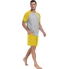 image:imageMens Pajamas Set Short Sleeve Raglan Shirts and Shorts Lounge Sleepwear52mustard