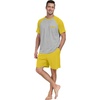 image:imageMens Pajamas Set Short Sleeve Raglan Shirts and Shorts Lounge Sleepwear52mustard