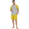 image:imageMens Pajamas Set Short Sleeve Raglan Shirts and Shorts Lounge Sleepwear52mustard