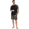 image:imageMens Pajamas Set Short Sleeve Raglan Shirts and Shorts Lounge Sleepwear53black Sloth