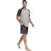 image:imageMens Pajamas Set Short Sleeve Raglan Shirts and Shorts Lounge Sleepwear54black Brown Bear