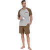image:imageMens Pajamas Set Short Sleeve Raglan Shirts and Shorts Lounge Sleepwear55brown