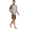 image:imageMens Pajamas Set Short Sleeve Raglan Shirts and Shorts Lounge Sleepwear55brown