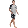 image:imageMens Pajamas Set Short Sleeve Raglan Shirts and Shorts Lounge Sleepwear56dark Gray Wolf
