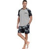image:imageMens Pajamas Set Short Sleeve Raglan Shirts and Shorts Lounge Sleepwear56dark Gray Wolf