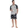 image:imageMens Pajamas Set Short Sleeve Raglan Shirts and Shorts Lounge Sleepwear56dark Gray Wolf