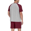 image:imageMens Pajamas Set Short Sleeve Raglan Shirts and Shorts Lounge Sleepwear58wine Red