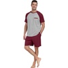image:imageMens Pajamas Set Short Sleeve Raglan Shirts and Shorts Lounge Sleepwear58wine Red