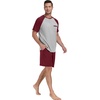image:imageMens Pajamas Set Short Sleeve Raglan Shirts and Shorts Lounge Sleepwear58wine Red