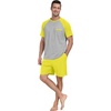 image:imageMens Pajamas Set Short Sleeve Raglan Shirts and Shorts Lounge Sleepwear59fluorescent Yellow