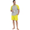 image:imageMens Pajamas Set Short Sleeve Raglan Shirts and Shorts Lounge Sleepwear59fluorescent Yellow