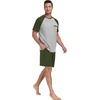 image:imageMens Pajamas Set Short Sleeve Raglan Shirts and Shorts Lounge Sleepwear60olive Green