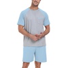 image:imageMens Pajamas Set Short Sleeve Raglan Shirts and Shorts Lounge Sleepwear61sky Blue