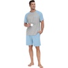 image:imageMens Pajamas Set Short Sleeve Raglan Shirts and Shorts Lounge Sleepwear61sky Blue