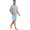 image:imageMens Pajamas Set Short Sleeve Raglan Shirts and Shorts Lounge Sleepwear61sky Blue