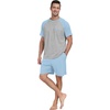 image:imageMens Pajamas Set Short Sleeve Raglan Shirts and Shorts Lounge Sleepwear61sky Blue