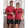 image:imageMens Pajamas Set Short Sleeve Raglan Shirts and Shorts Lounge SleepwearBlack Lantern