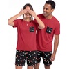 image:imageMens Pajamas Set Short Sleeve Raglan Shirts and Shorts Lounge SleepwearBlack Lantern