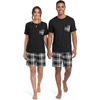 image:imageMens Pajamas Set Short Sleeve Raglan Shirts and Shorts Lounge SleepwearBlack White Plaid
