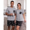 image:imageMens Pajamas Set Short Sleeve Raglan Shirts and Shorts Lounge SleepwearFp Black Star Moon