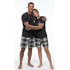 image:imageMens Pajamas Set Short Sleeve Raglan Shirts and Shorts Lounge SleepwearFp Black White Plaid