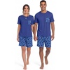image:imageMens Pajamas Set Short Sleeve Raglan Shirts and Shorts Lounge SleepwearFp Blue Cat
