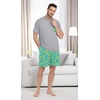 image:imageMens Pajamas Set Short Sleeve Raglan Shirts and Shorts Lounge SleepwearFp Blue Green Banana