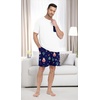 image:imageMens Pajamas Set Short Sleeve Raglan Shirts and Shorts Lounge SleepwearFp Blue Santa