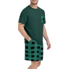 image:imageMens Pajamas Set Short Sleeve Raglan Shirts and Shorts Lounge SleepwearFp Green Plaid