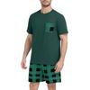 image:imageMens Pajamas Set Short Sleeve Raglan Shirts and Shorts Lounge SleepwearFp Green Plaid